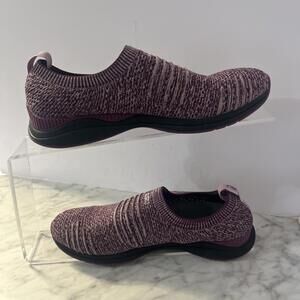 Kuru Shoes Womens 9 Stride Knitted Sporty Slip Ons Sneakers Purple Fabric Flats